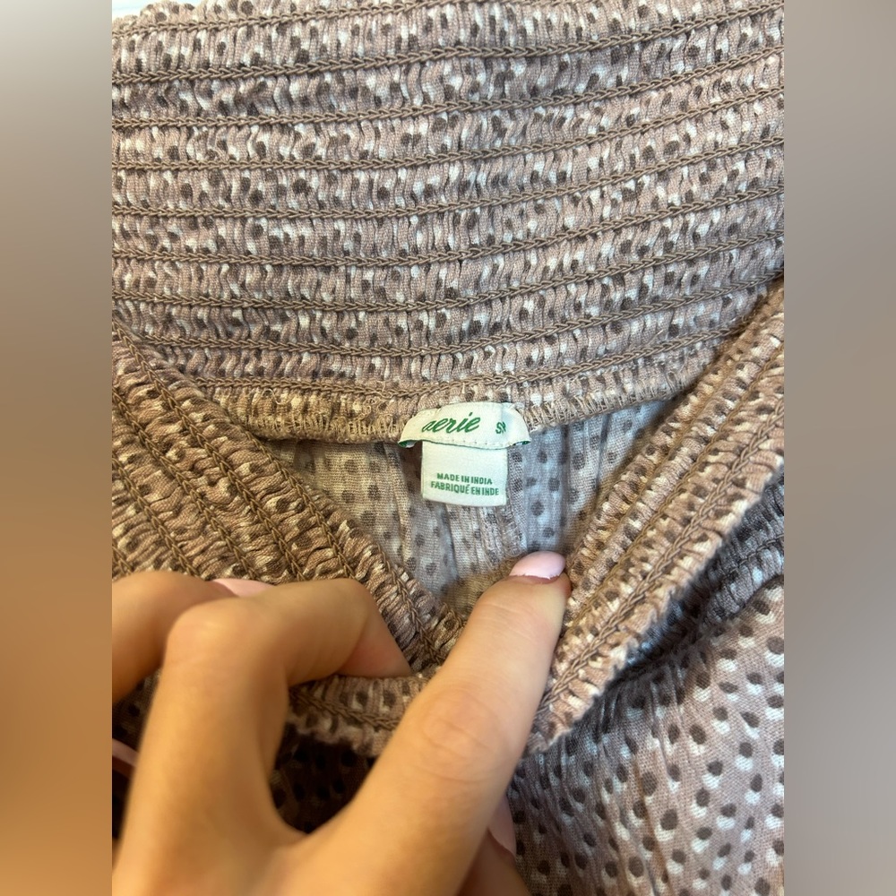 Aerie Smocked Waist Tan Gauze Pants - Picture 11 of 12
